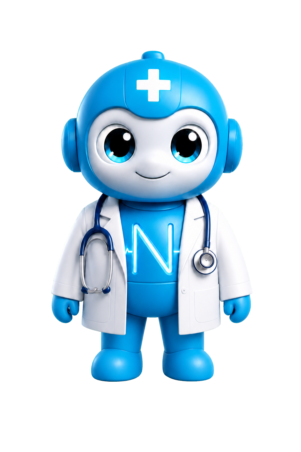 Nalan dressed as a general doctor in a white coat with a stethoscope.