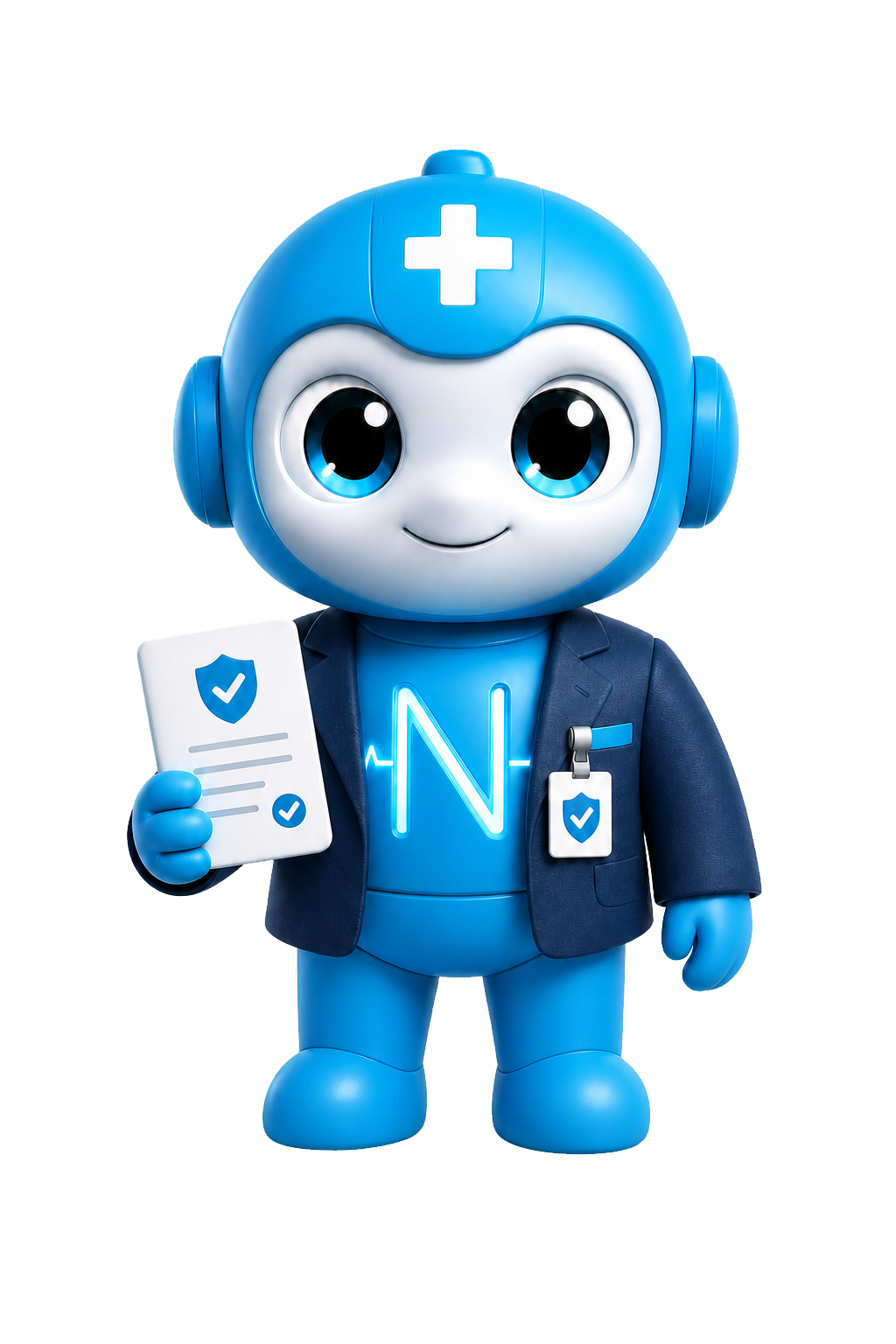 Nalan dressed as an insurance assistant and holding a shield-marked review document.
